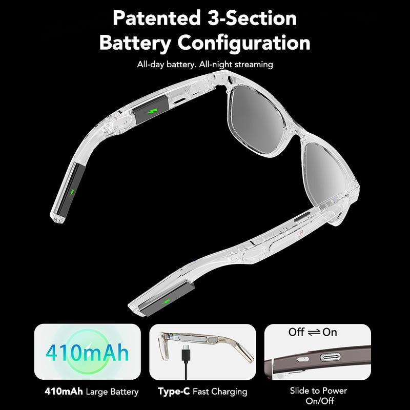 Smart AI Camera Glasses with 8MP Photochromic Lenses ,Button Touch Adjustment for Travel Outdoor Adventures Hands-Free Photography 160+Languages Real-Time Translation Bluetooth Wireless Wearable Video Recording UV Protection ,Black Friday & Cyber Monday