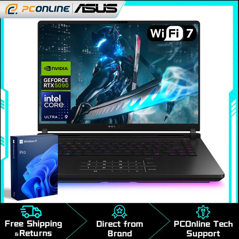 ASUS ROG Strix SCAR 16 Gaming Laptop, 16" WQXGA 2560*1600 240Hz, Intel Core Ultra 9 275HX, NVIDIA Geforce RTX 5090, DDR5 RAM, SSD, Wi-Fi 7, Black